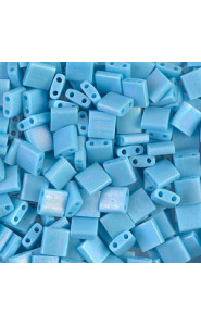 Miyuki tila 5x5mm beads - Opaque turquoise blue matted ab TL-413FR